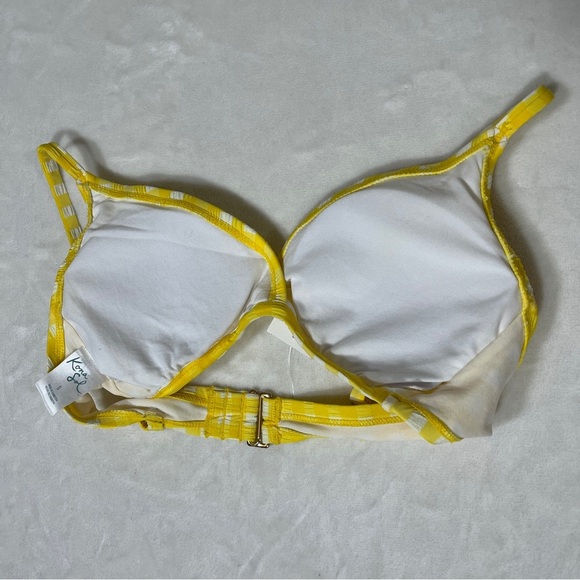 KONA SOL Womens Textured Triangle Bikini Top Yellow and White Size Small - Picture 4 of 6